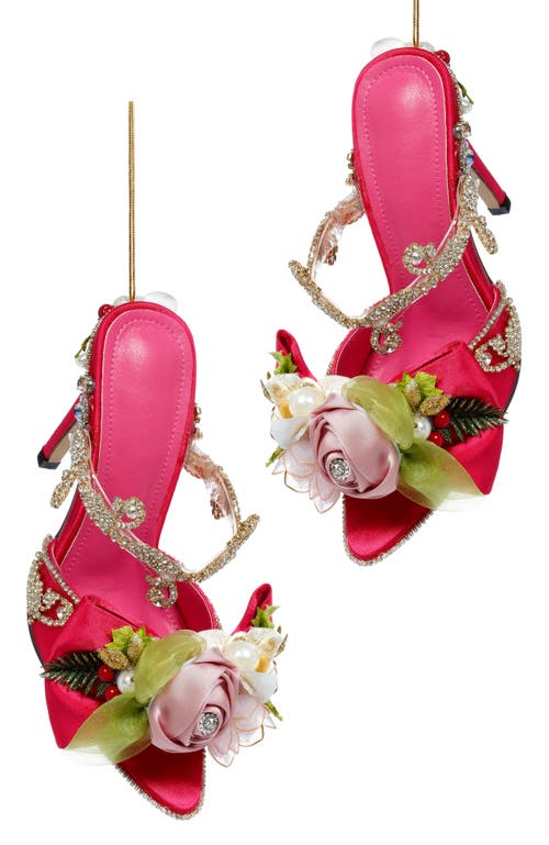 Mark Roberts Fuschia Shoe With Trim And Strap Ornament, Set Of 2 In Pink