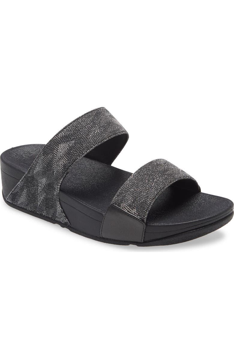 FitFlop Lulu Glitz Slide Sandal, Main, color, All Black