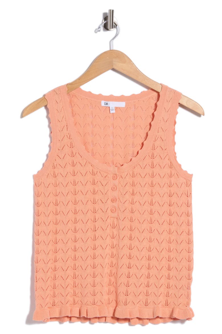 U-Neck Pointelle Sweater Tank, Alternate, color, LIGHT APRICOT