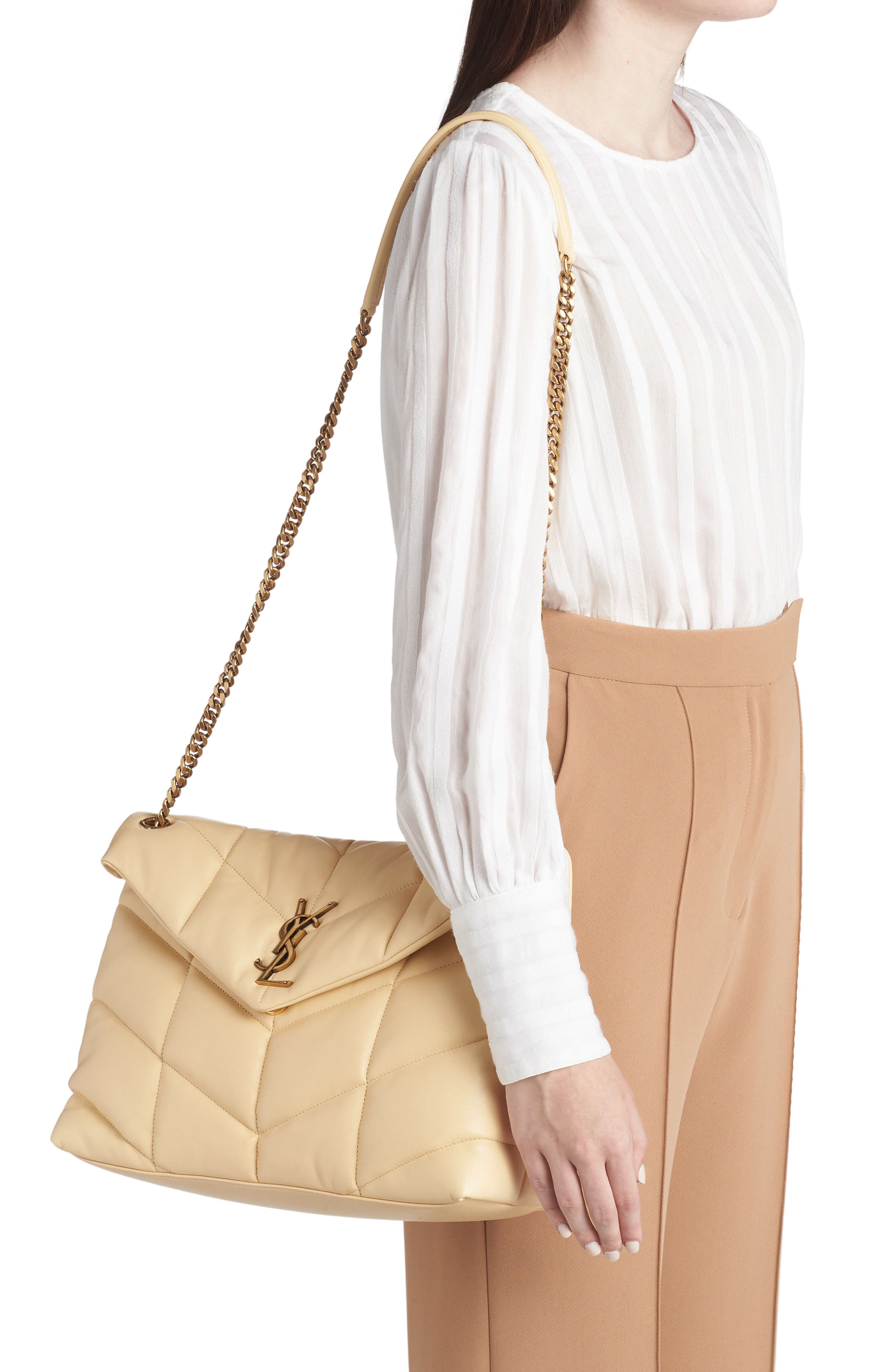 Medium Loulou Puffer Quilted Leather Crossbody Bag, Alternate, color, JAUNE PALE