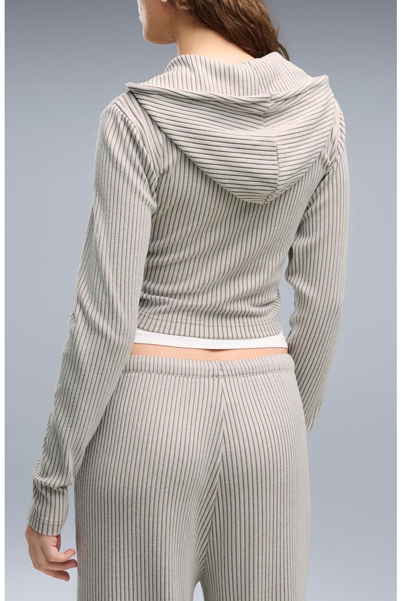 Ribbed Full Zip Hoodie, Alternate, color, MOUSE GRAY HEATHER