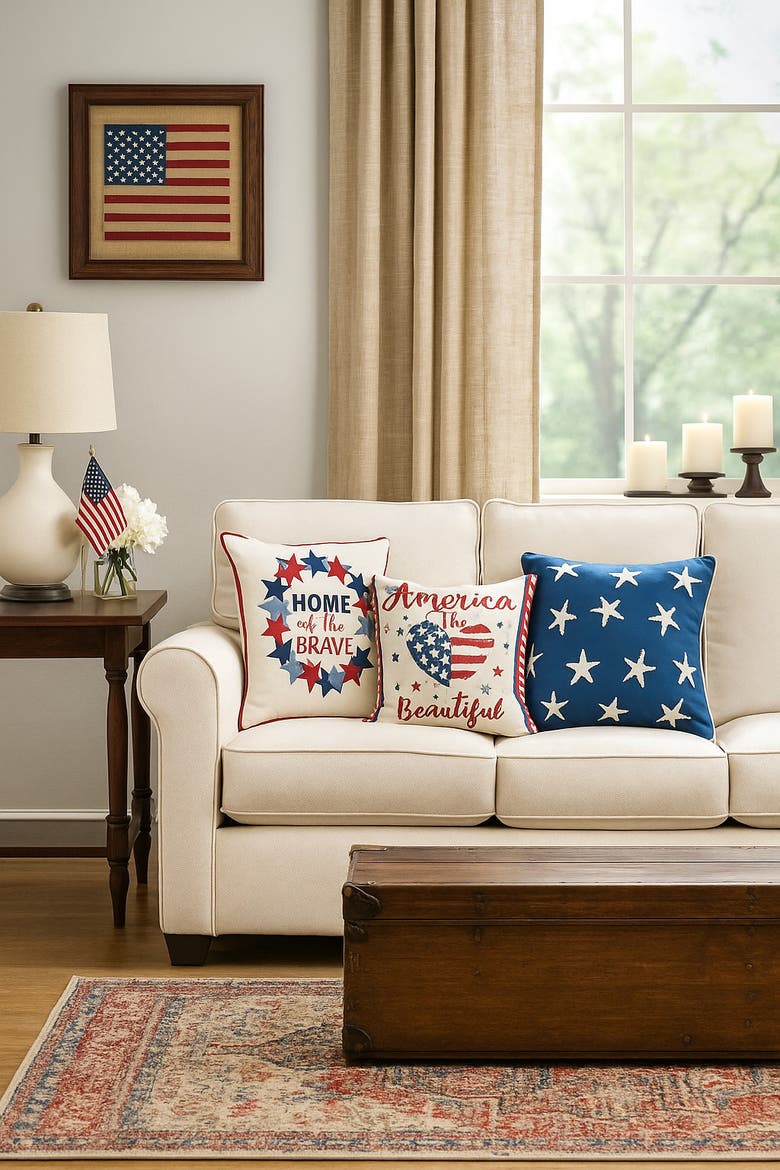 Starfish American Stars Accent Throw Pillow 18" x 18", Alternate, color, Blue
