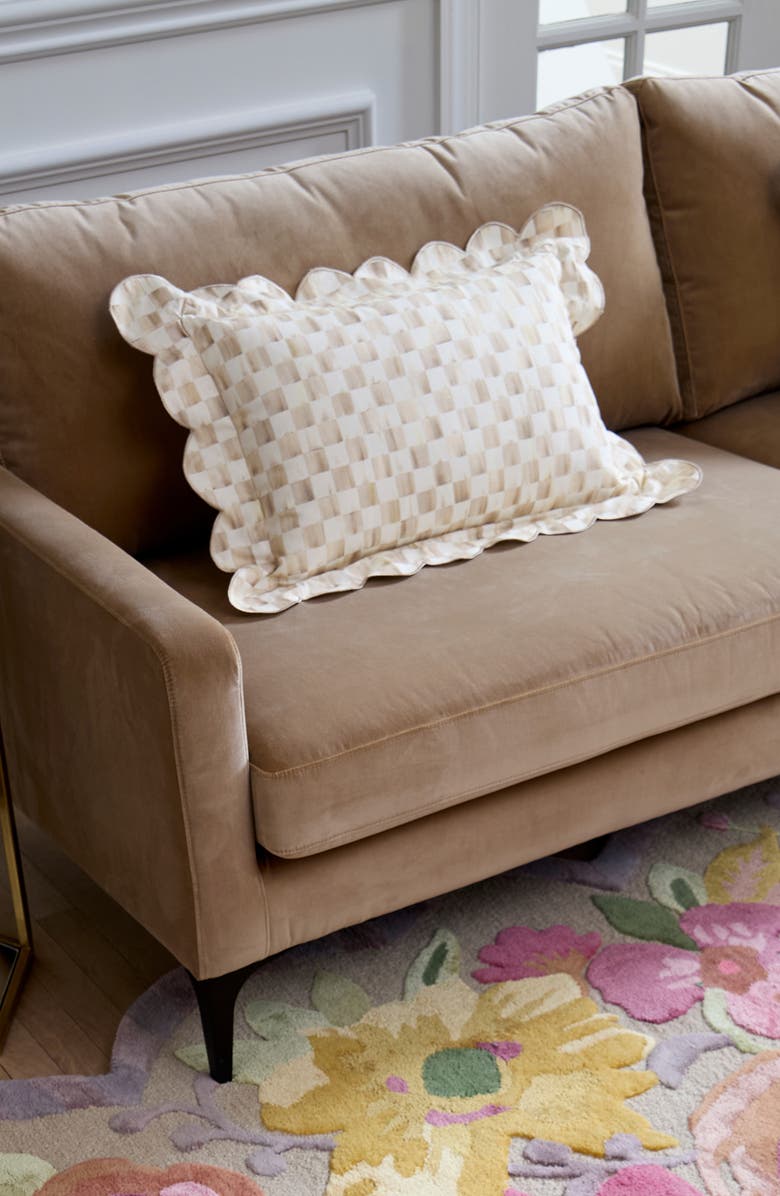 MACKENZIE CHILDS Check Reversible Scallop Lumbar Pillow, Alternate, color, Mocha
