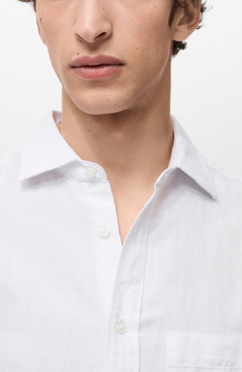 MANGO Classic Fit Linen & Cotton Button-Up Shirt, Alternate, color, White