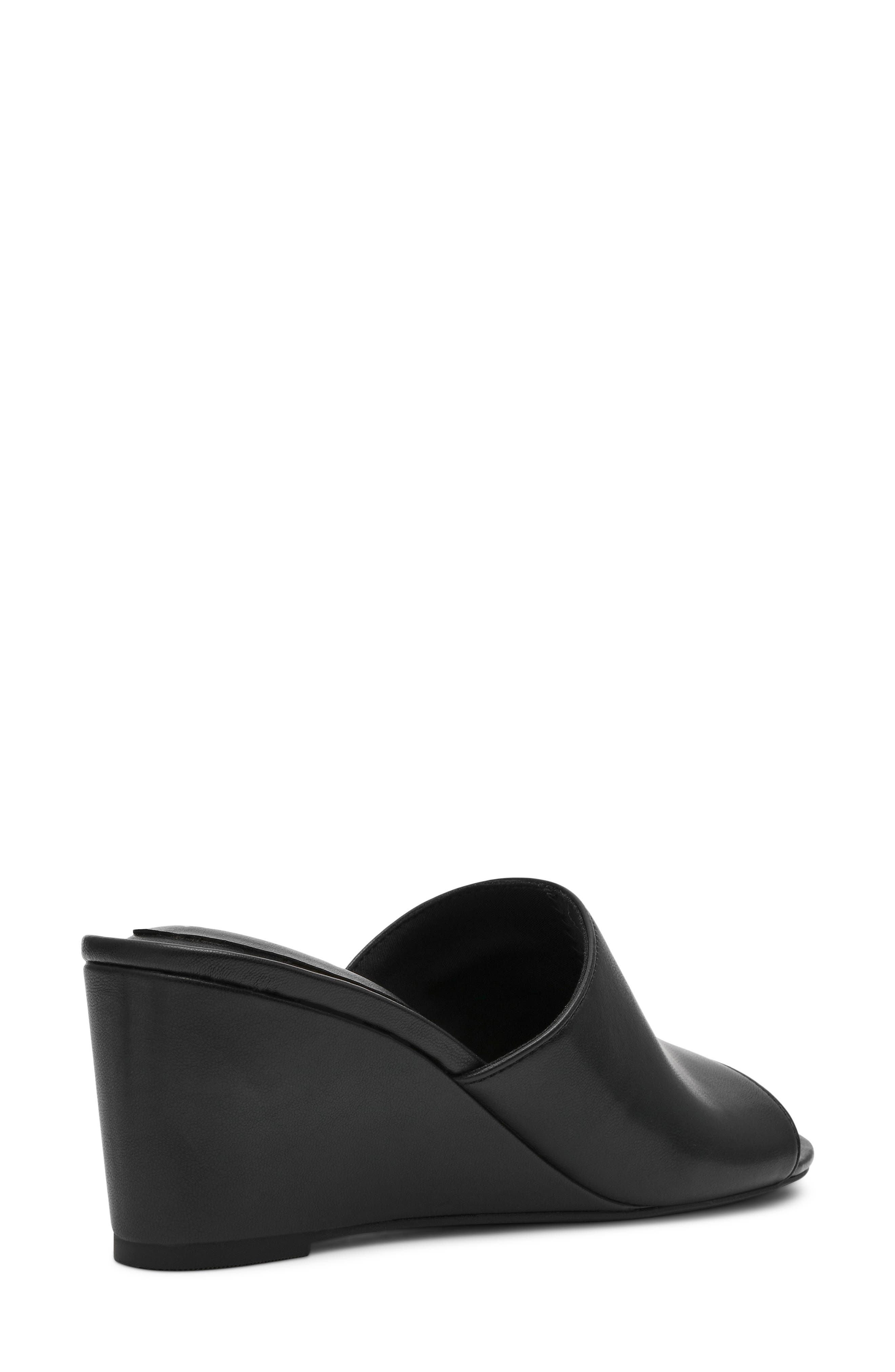 Anne Klein Charisma Wedge Slide Sandal, Alternate, color, Black Smooth