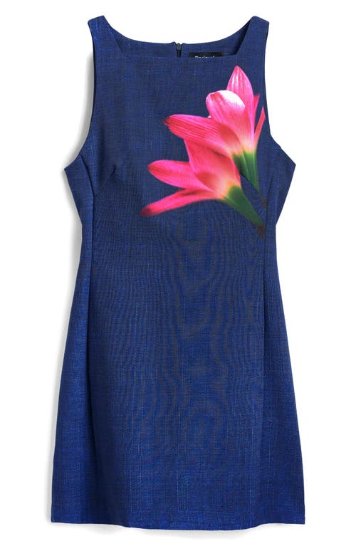 Desigual Mini Dress With Denim Effect In Medium Blue