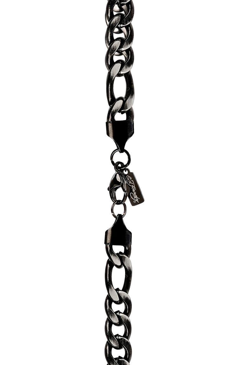 Men's Black Stainless Steel Figaro Chain Necklace, Alternate, color, BLACK