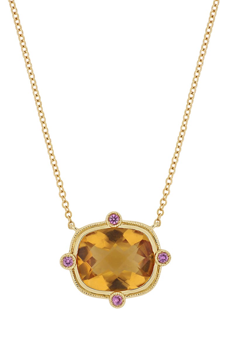 Iris Citrine & Pink Sapphire Pendant Necklace, Main, color, 18K YELLOW GOLD