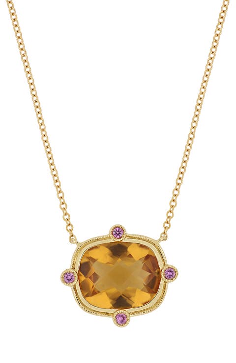 Iris Citrine & Pink Sapphire Pendant Necklace