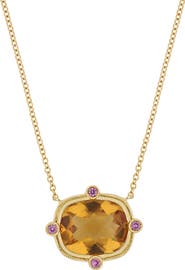Bony Levy Iris Citrine & Pink Sapphire Pendant Necklace