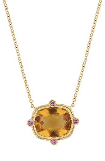 Bony Levy Iris Citrine & Pink Sapphire Pendant Necklace In Brown