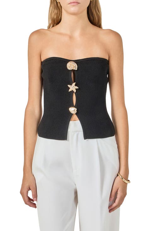 Seashell Trim Knit Tube Top