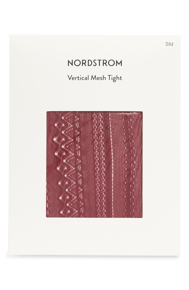 Nordstrom Vertical Pattern Mesh Tights, Alternate, color, Burgundy Tannin