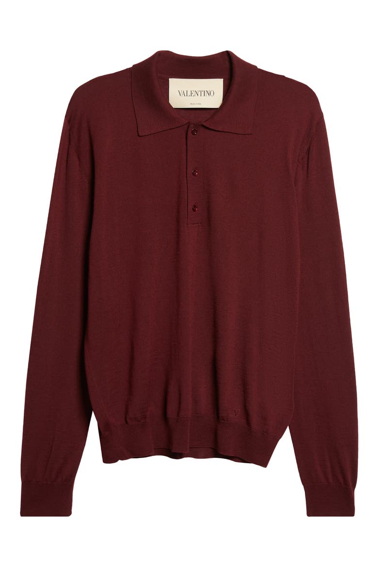 VLOGO Virgin Wool Polo Sweater, Alternate, color, WINE