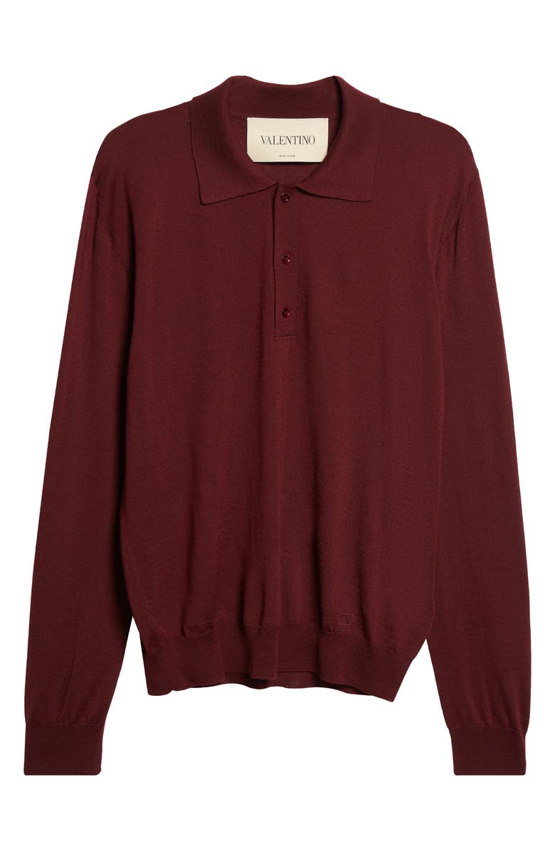 Valentino VLOGO Virgin Wool Polo Sweater, Main, color, Wine