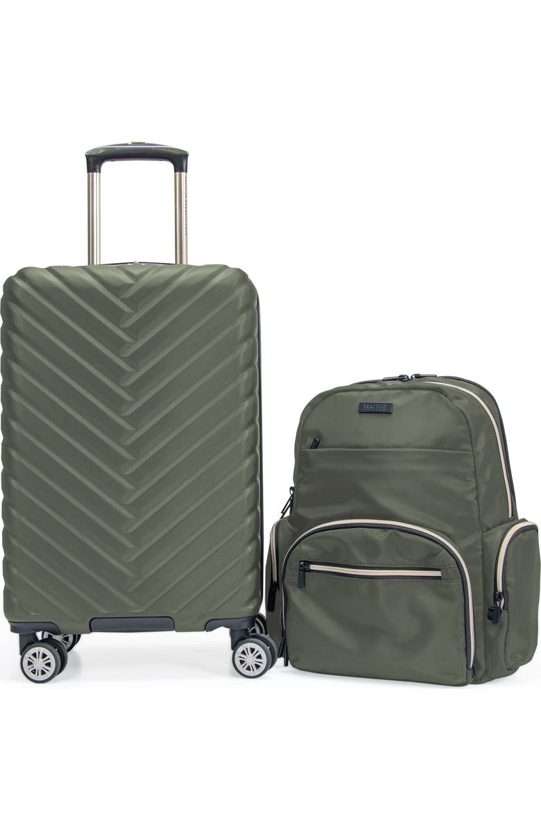 Kenneth Cole Madison Square 2-Piece Hardside Carry-On Luggage & Backpack Set, Main, color, Olive
