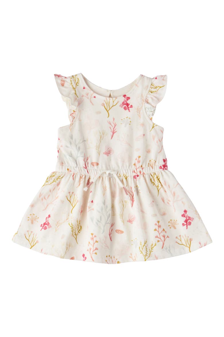 Kids' Floral Print Flutter Sleeve Organic Cotton Cambric Dress, Main, color, SEA BLOOM