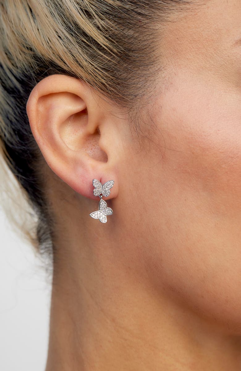 SAVVY CIE JEWELS Double Butterfly Drop Earrings, Alternate, color, White