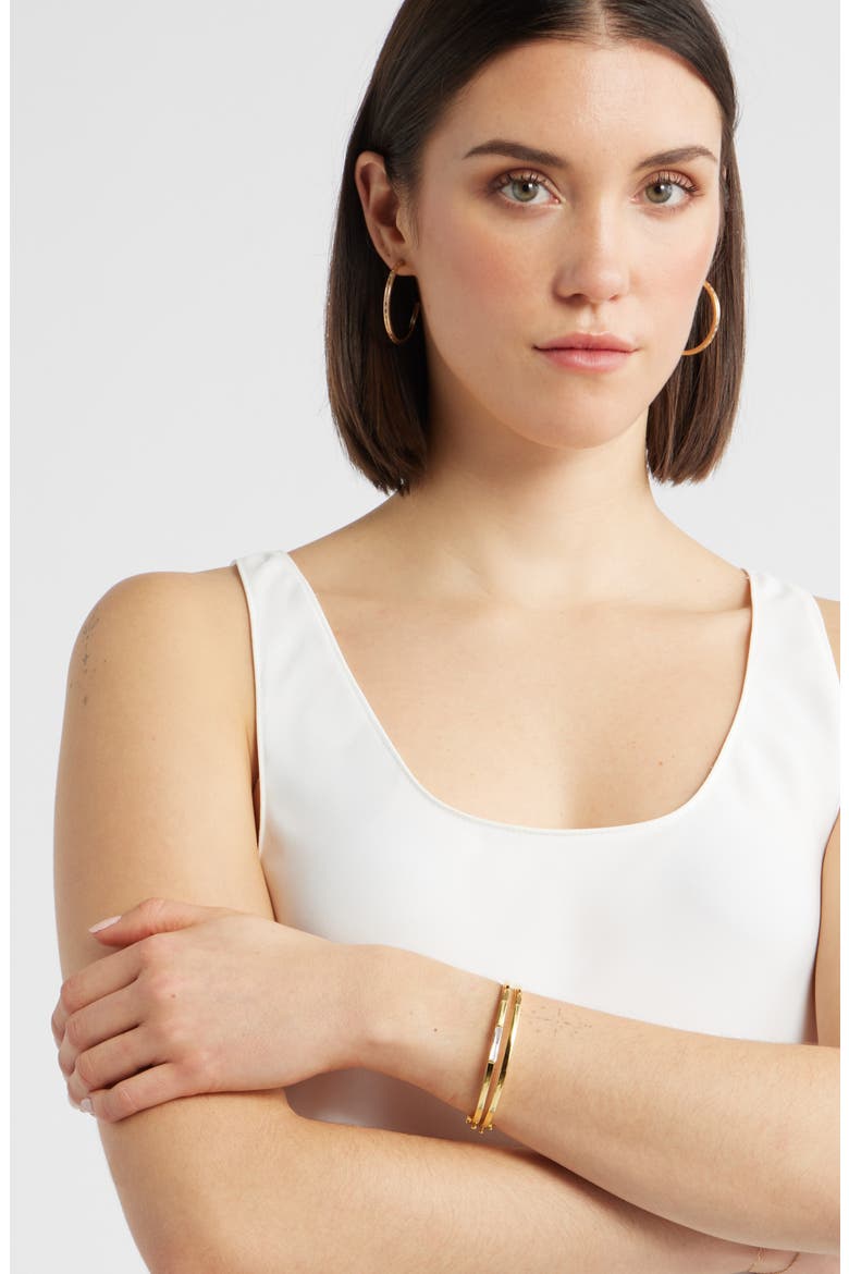 Set of 2 Cubic Zirconia Inset Bangle Bracelets, Alternate, color, CLEAR- GOLD