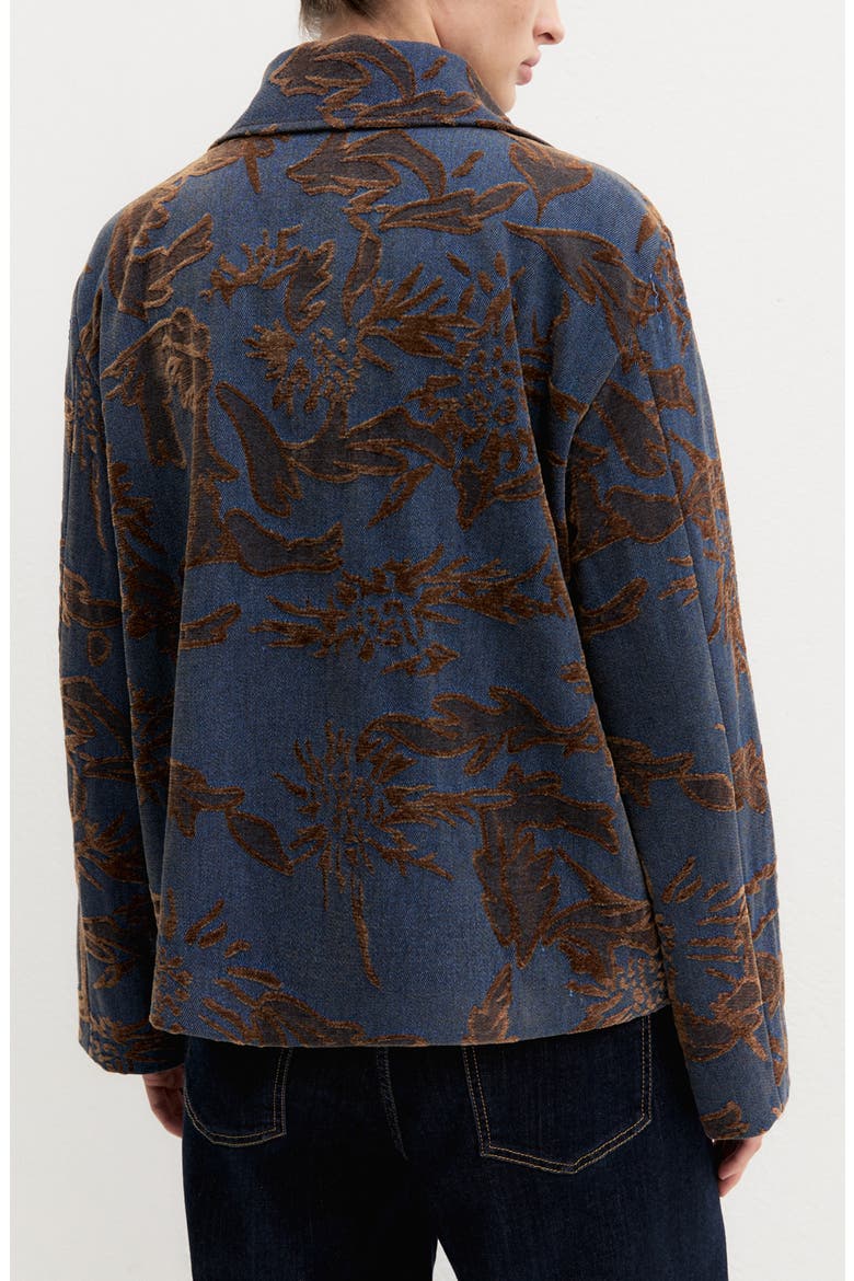 Jacquard Stand Collar Jacket, Alternate, color, BLUE JEANS