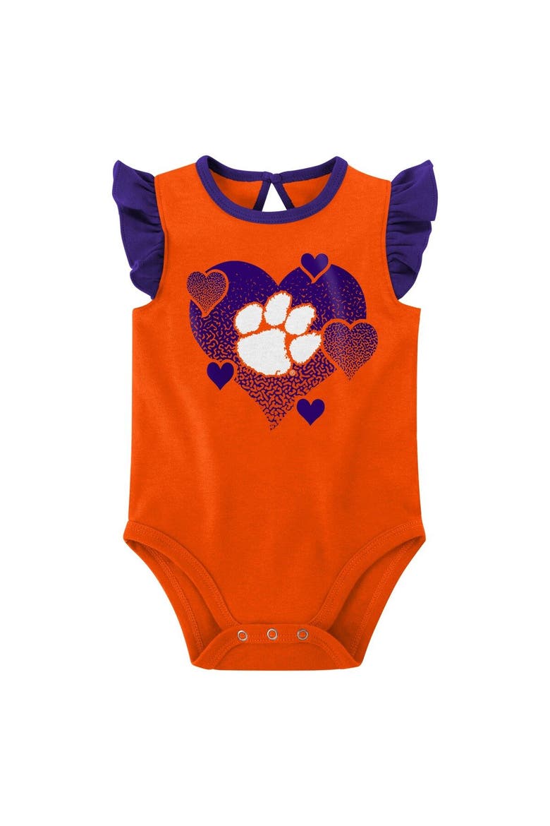 Girls Newborn & Infant Orange/Purple Clemson Tigers Spread the Love 2-Pack Bodysuit Set, Alternate, color, Orange