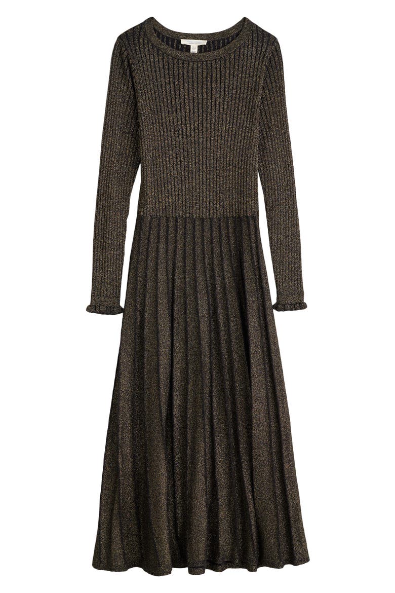 Metallic Long Sleeve Cotton Blend Sweater Dress, Main, color, ONYX/ GOLD