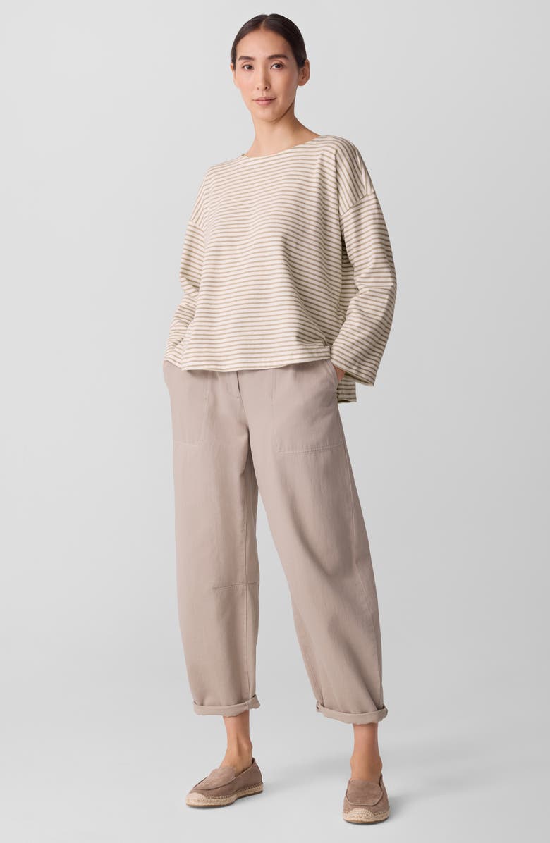 Eileen Fisher Organic Cotton High-Low Top, Alternate, color, Wheat