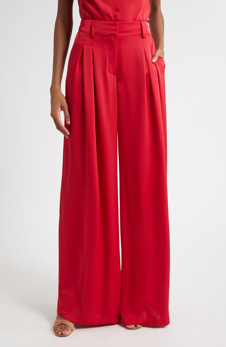 Ramy Brook Oscar Pleated Pants, Main, color, Scarlet Red