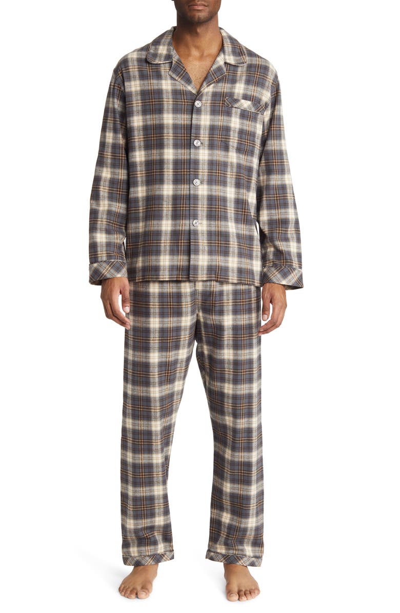 Majestic International Holiday Homecoming Cotton Flannel Pajamas, Main, color, Coffee