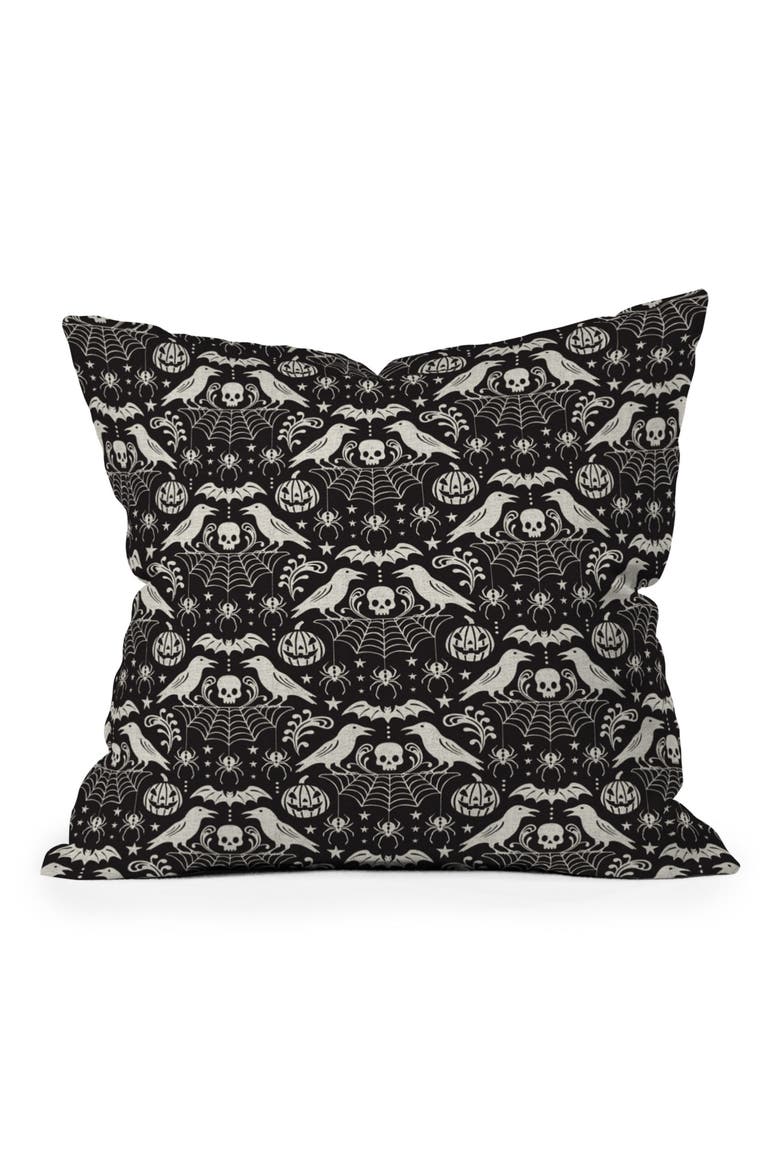 Poesie Garden Throw Pillow, Main, color, BLACK