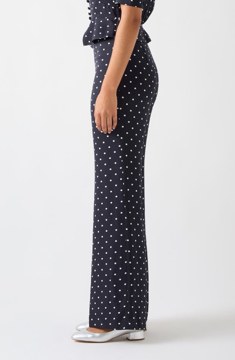 LK Bennett Elsie Polka Dot Flare Pants, Alternate, color, Navy Cream