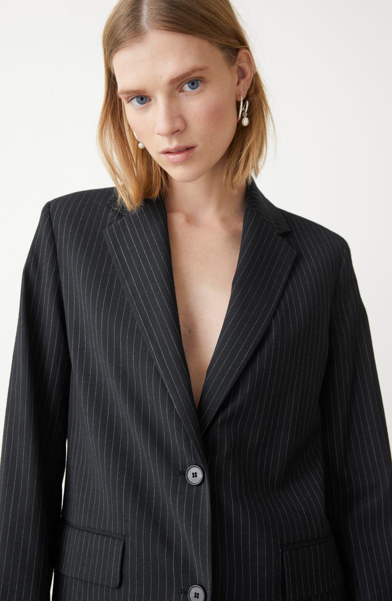 & Other Stories Oversize Pinstripe Wool Blend Blazer, Alternate, color, 