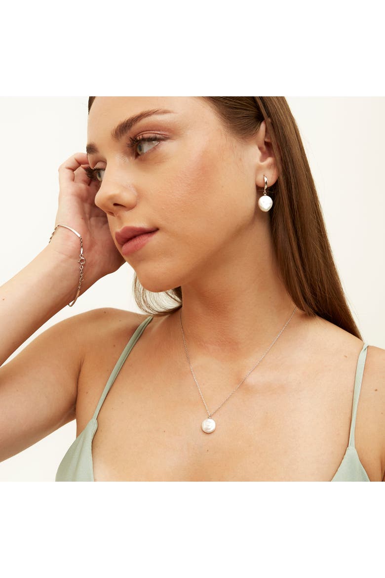 Baroque Flat Pearl Pendant Necklace Sterling Silver, Alternate, color, Silver