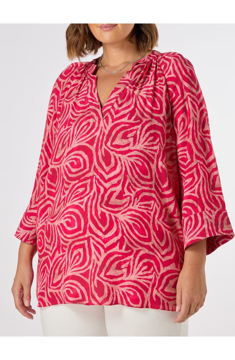 Live Unlimited Abstract Cropped Sleeve Blouse, Alternate, color, Pink