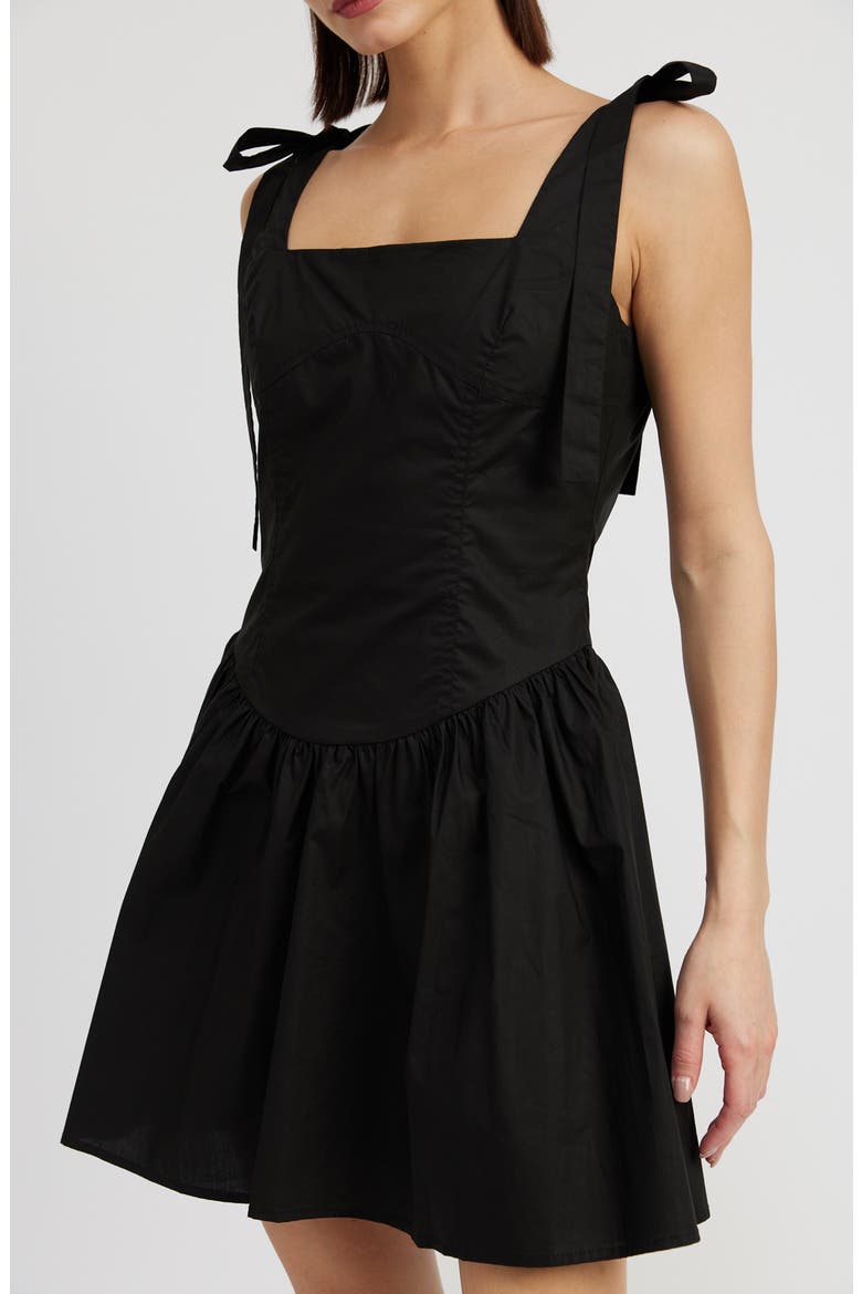 Charlie Tie Strap Cotton Poplin Minidress, Alternate, color, BLACK