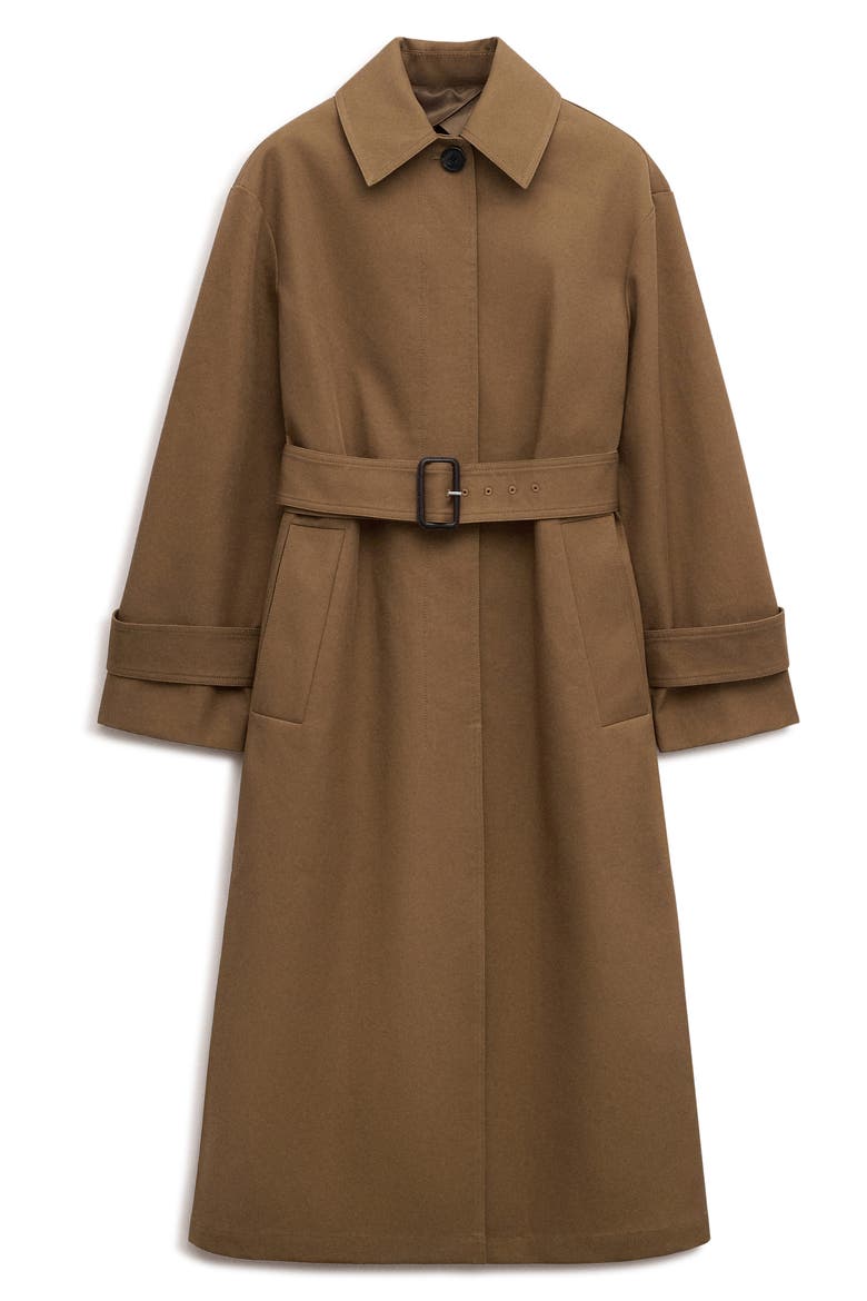 Belted Cotton Trench Coat, Main, color, MEDIUM BROWN