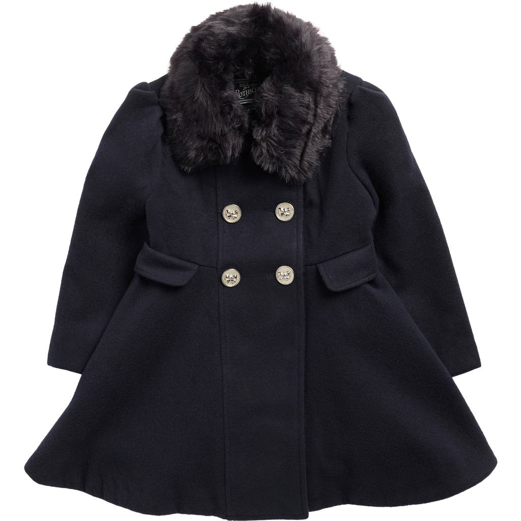 Rothschild Kids' Princess Coat With Removable Faux Fur Collar In Blue