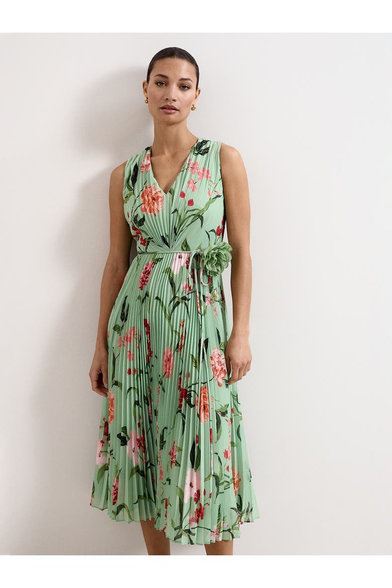 Simara Floral Dress, Alternate, color, Green