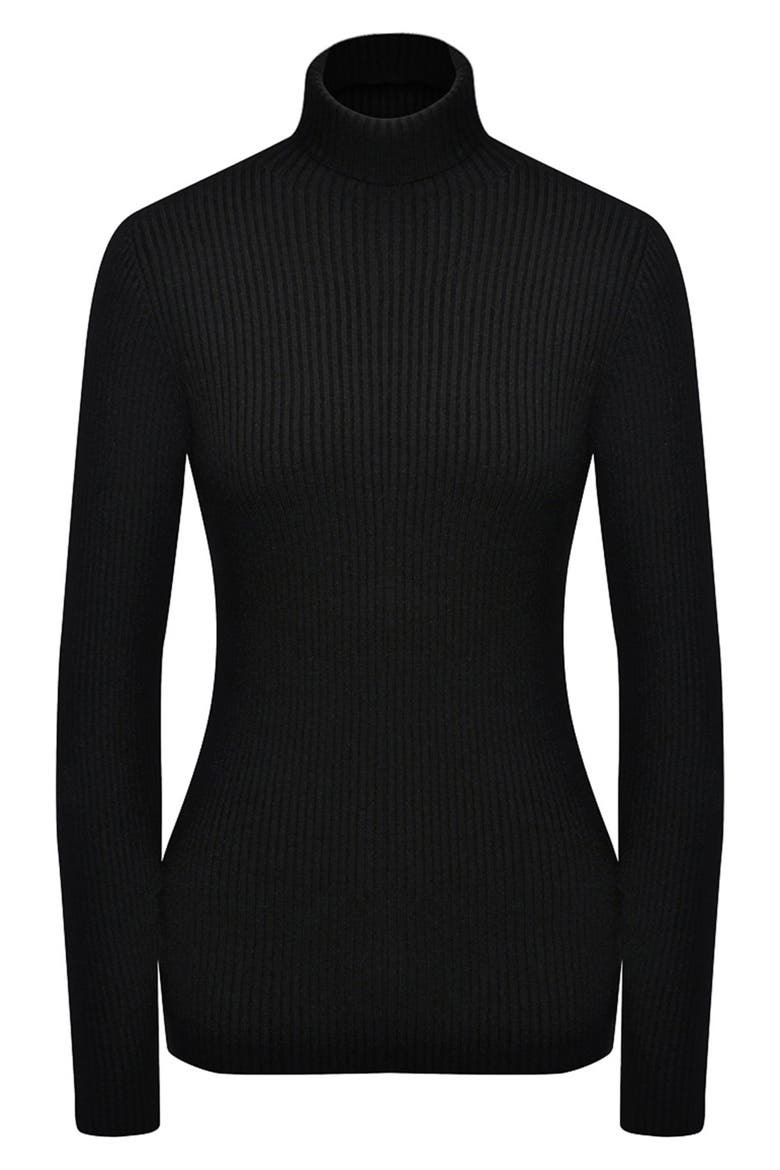 Aurora Turtleneck Rib Maternity Sweater, Alternate, color, BLACK