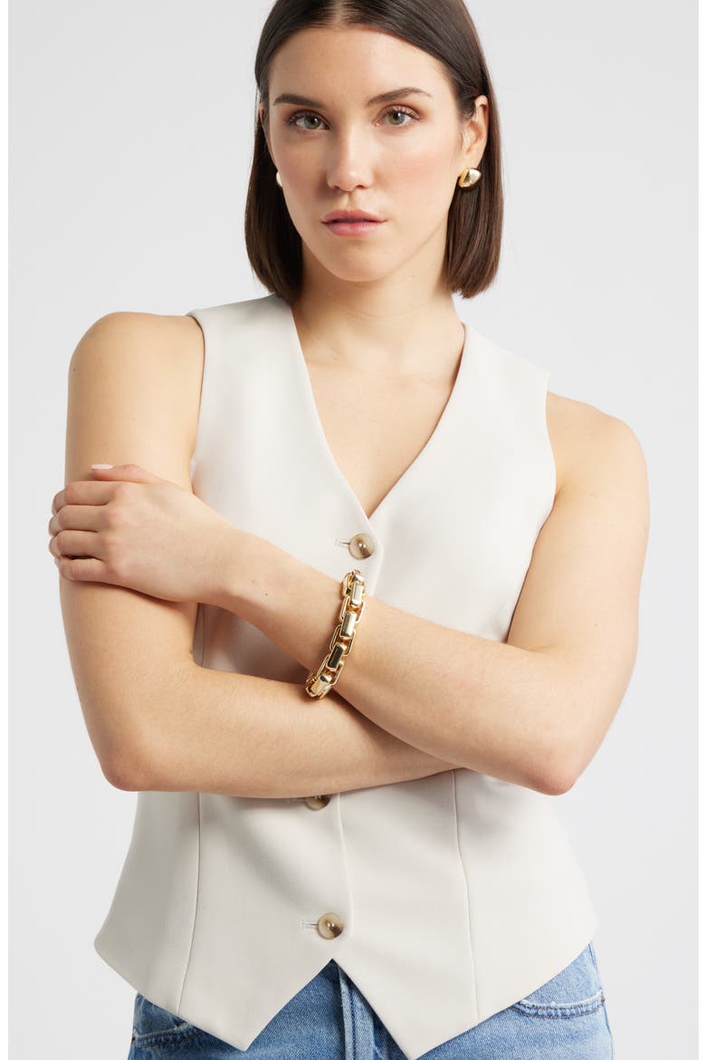 Bold Link Stretch Bracelet, Alternate, color, GOLD