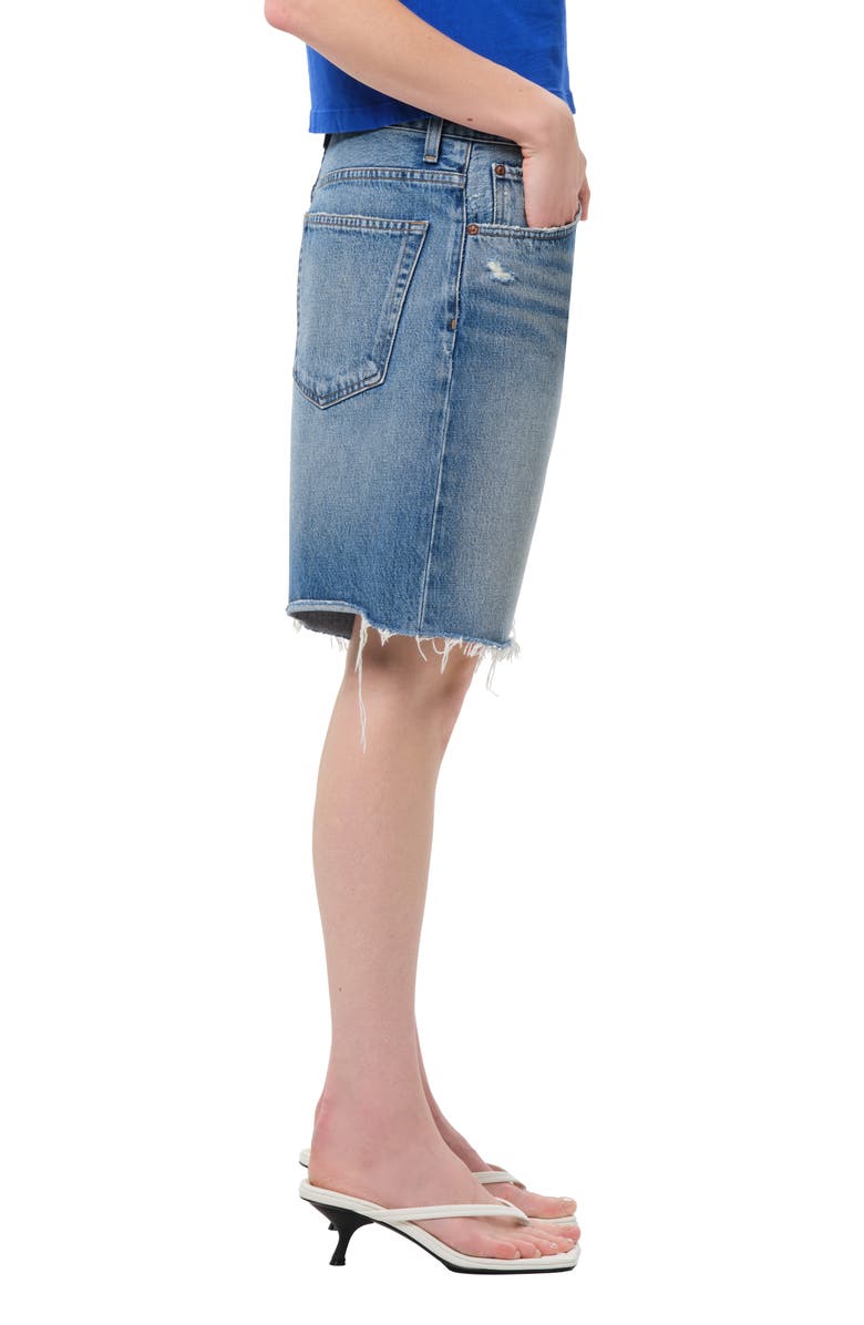 AGOLDE Indra Long High Waist Cutoff Denim Shorts, Alternate, color, Journal Md Marbled Ind