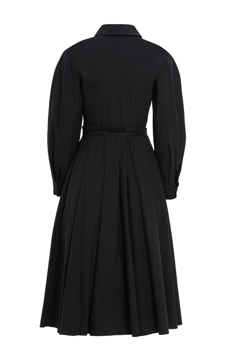 Shirt Collar Zippered Black Midi Dress, Alternate, color, Black