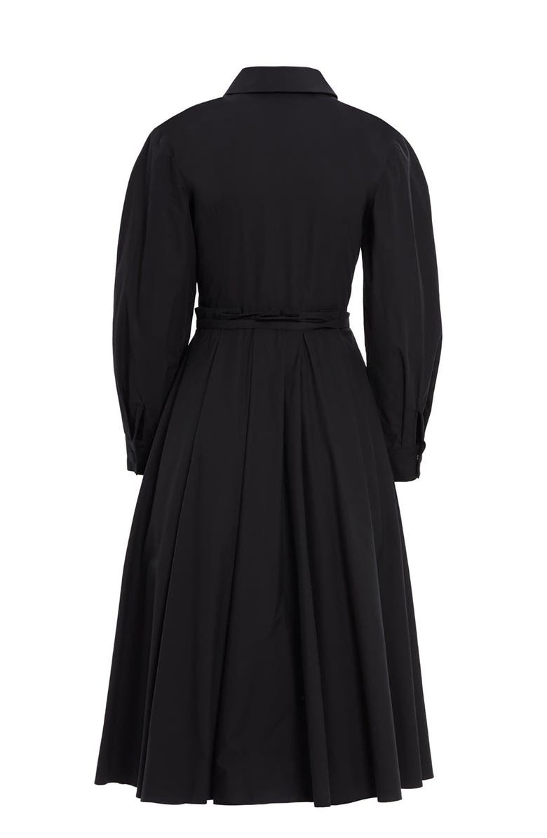 Gizia Shirt Collar Zippered Black Midi Dress, Alternate, color, Black