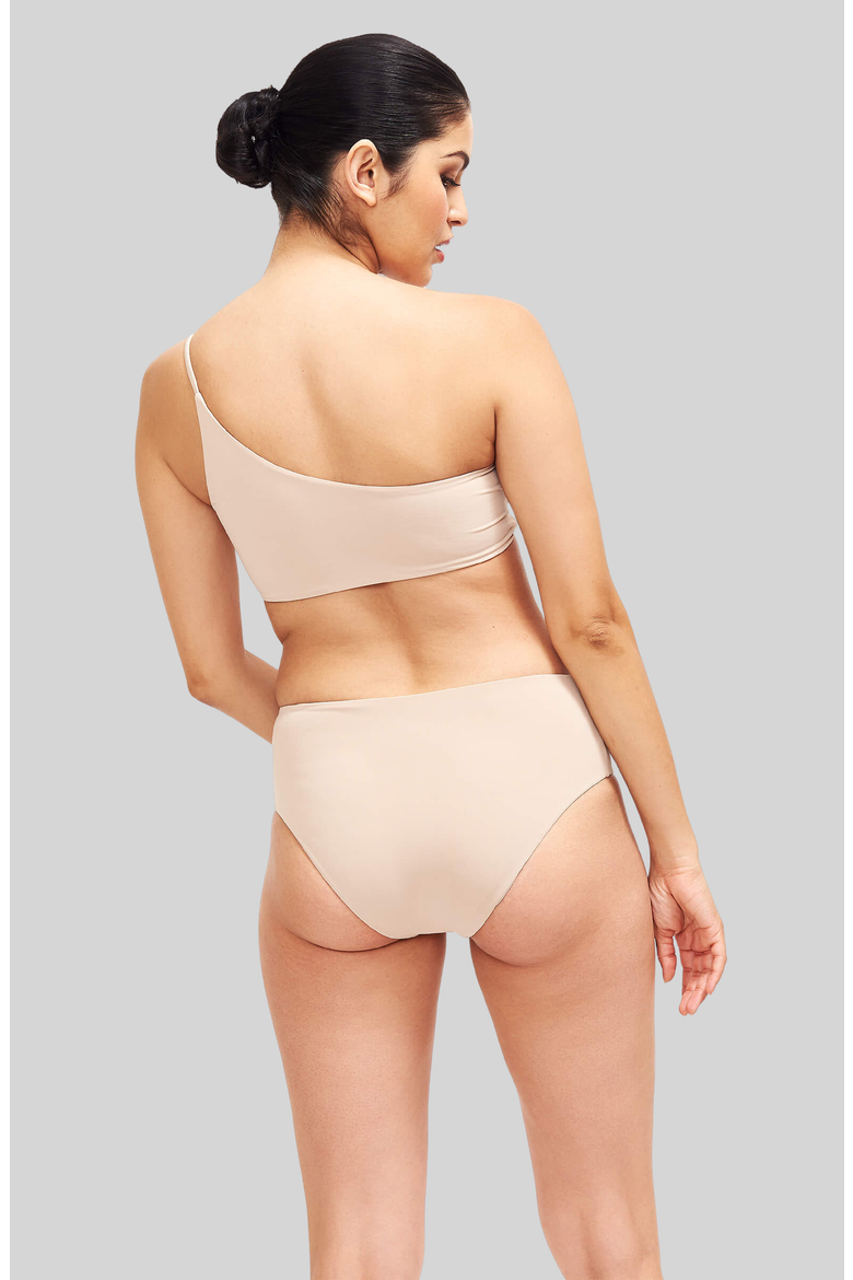 Serena One Shoulder Bikini Top, Alternate, color, Camel