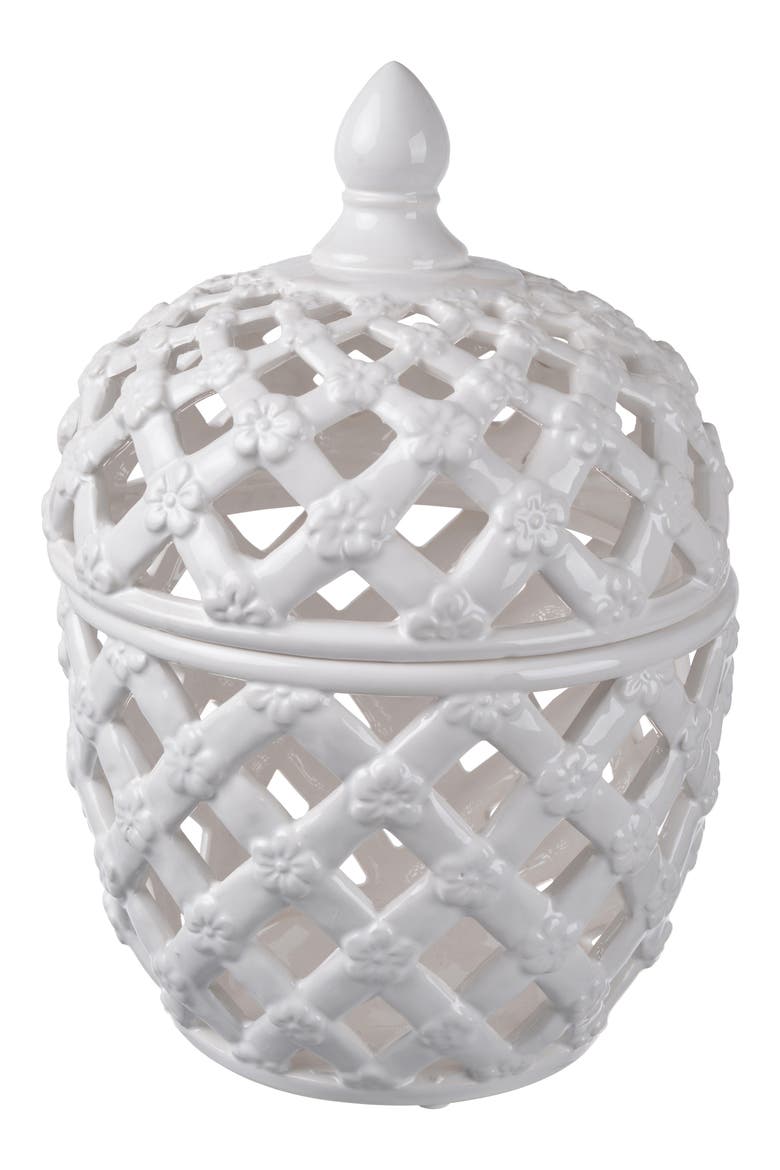 Ceramic Lattice Jar, Main, color, WHITE