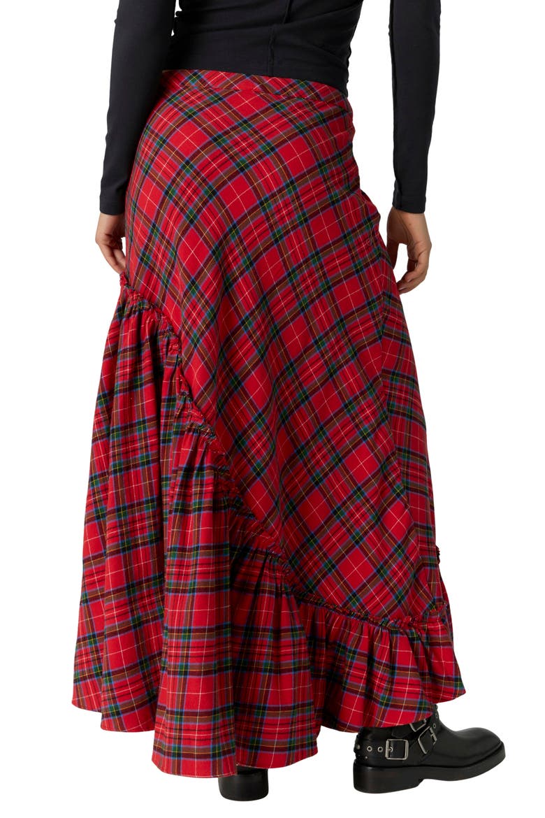 Emberwood Plaid Maxi Skirt, Alternate, color, RED