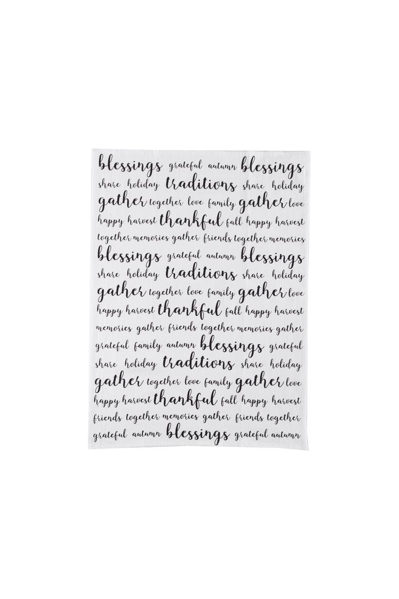 Harvest Script Printed Flour Sack Cloth Thanksgiving Kitchen Towel Dishtowel, Main, color, White