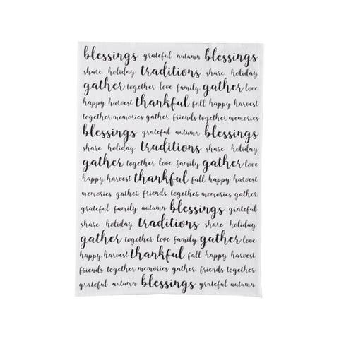 Harvest Script Printed Flour Sack Cloth Thanksgiving Kitchen Towel Dishtowel