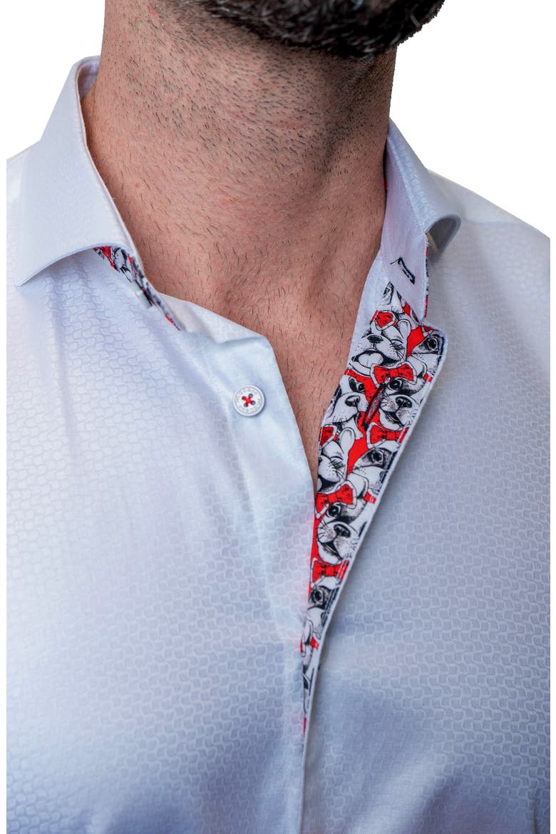 Einstein Shimmer White Contemporary Fit Button-Up Shirt, Alternate, color, WHITE