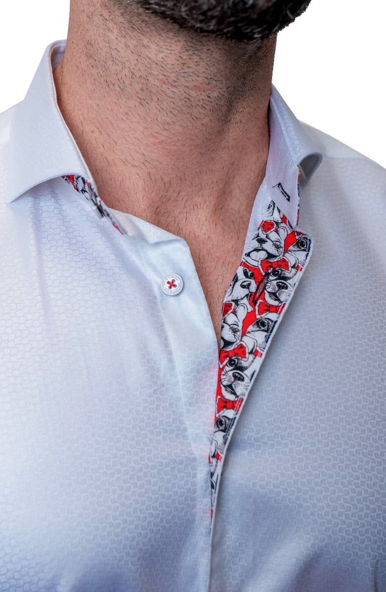 Maceoo Einstein Shimmer White Contemporary Fit Button-Up Shirt, Alternate, color, White